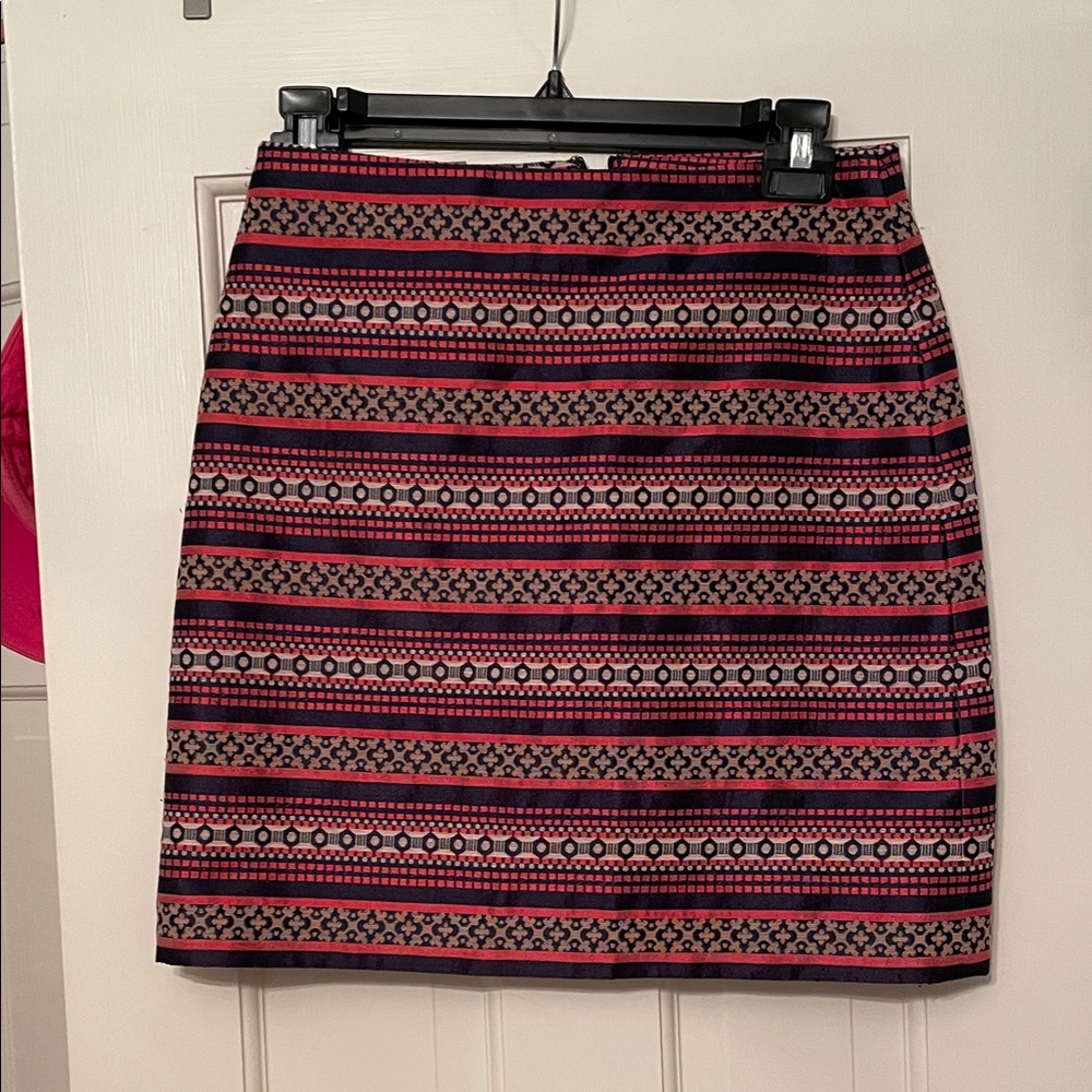 Loft Striped Patterned Skirt - Pink and Navy